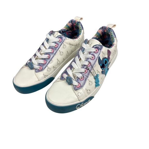 Disney White and Blue Stitch Sneakers with charms Women’s sz 9 - Excellent shape - Picture 1 of 12